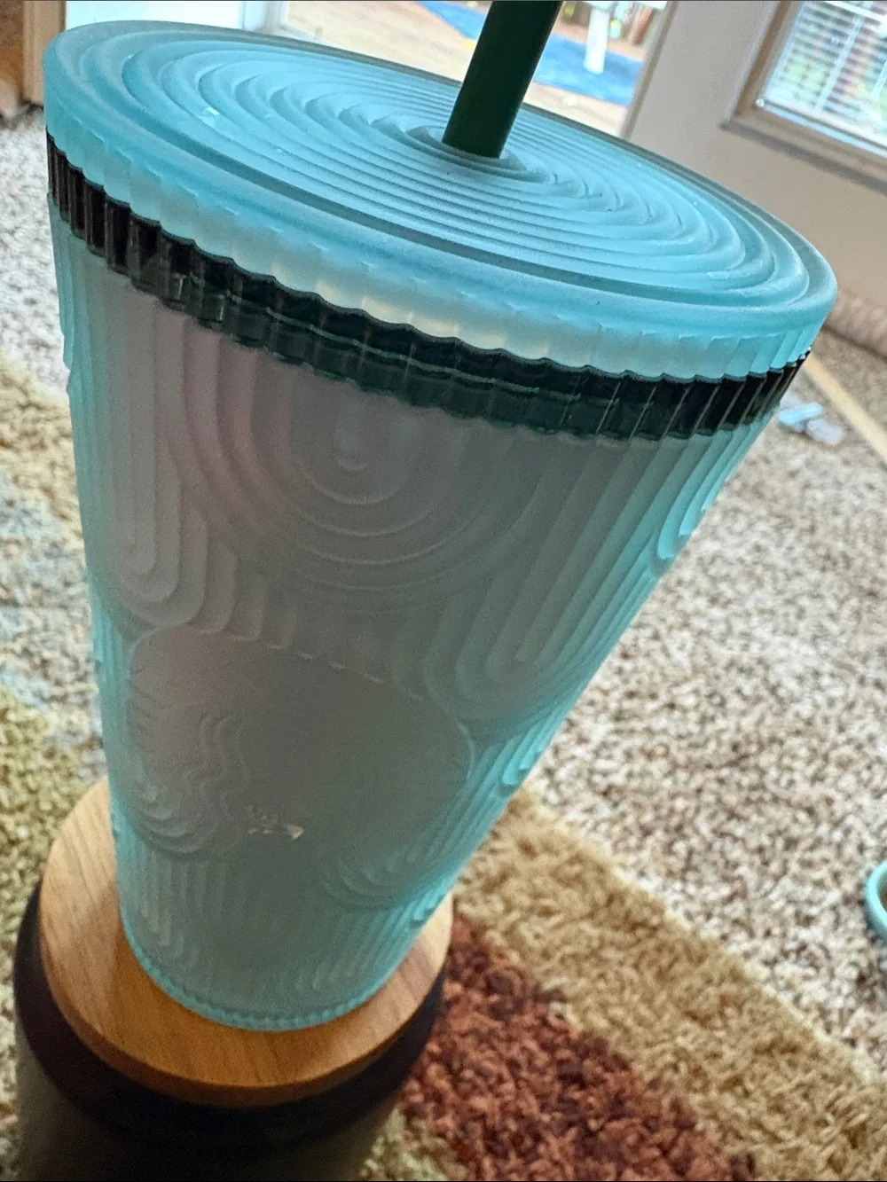 Starbucks Light Aqua Textured Travel Tumbler with Straw
